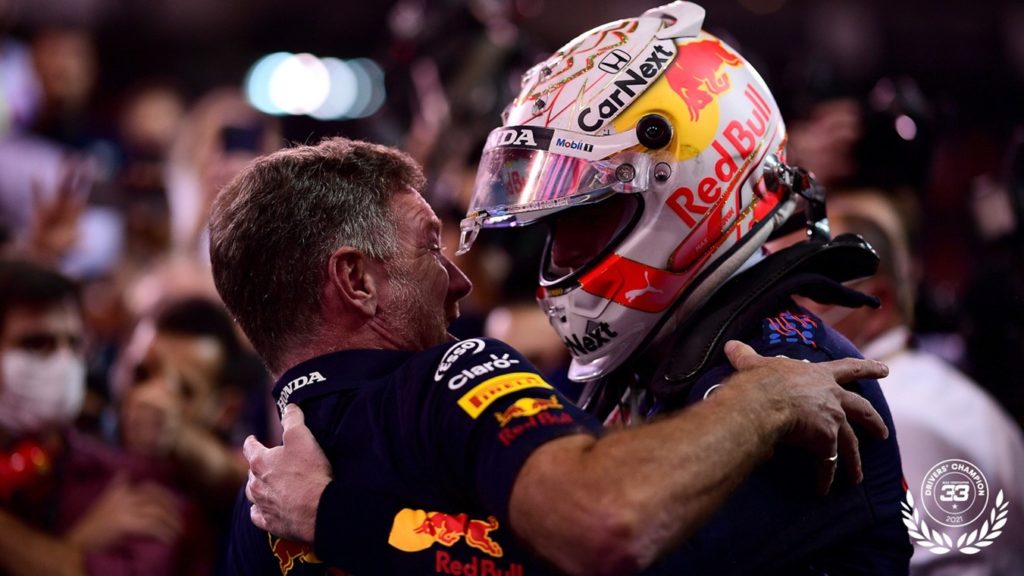 Max Verstappen & teambaas Christian Horner (c) Red Bull Racing Honda