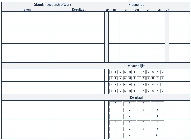 Format leader standard work sheet.