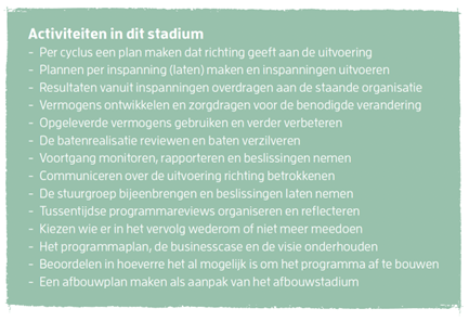 Activiteiten tijdens het uitvoeringsstadium van het programma