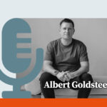 Foto van Albert Goldsteen met Boom Management Podcast logo